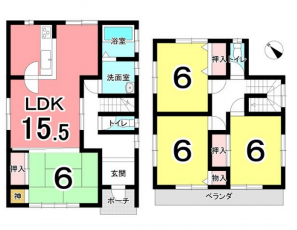 豊橋市東幸町、中古一戸建ての間取り画像です