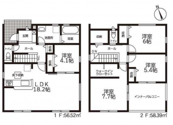豊橋市牛川町、新築一戸建ての間取り画像です