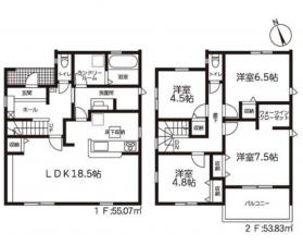 豊橋市牛川町、新築一戸建ての間取り画像です
