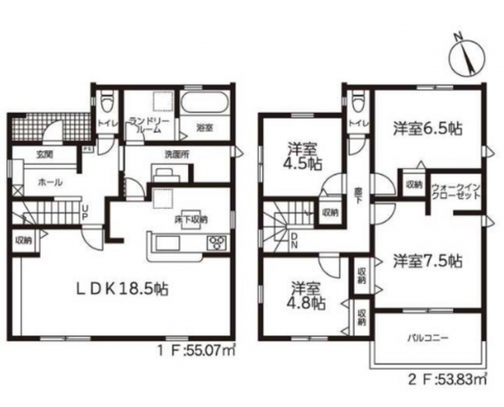 豊橋市牛川町、新築一戸建ての間取り画像です
