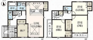 豊橋市東小鷹野、新築一戸建ての間取り画像です
