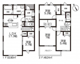 豊橋市多米西町、新築一戸建ての間取り画像です