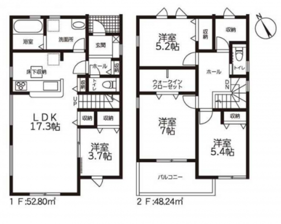 豊橋市多米西町、新築一戸建ての間取り画像です