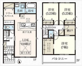 豊橋市東小鷹野、新築一戸建ての間取り画像です