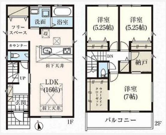 豊橋市東小鷹野、新築一戸建ての間取り画像です
