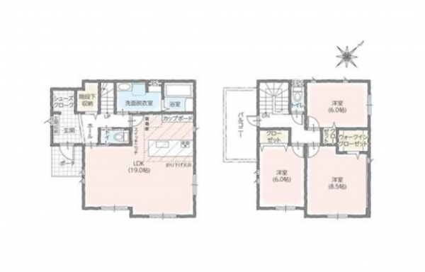 豊橋市牛川通、新築一戸建ての間取り画像です