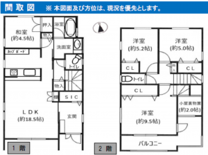豊橋市大岩町、中古一戸建ての間取り画像です