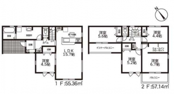 豊橋市岩屋町、新築一戸建ての間取り画像です
