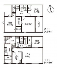 豊橋市上野町、新築一戸建ての間取り画像です