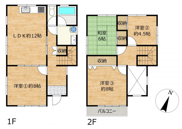 豊橋市草間町、中古一戸建ての間取り画像です