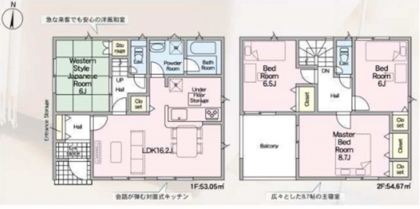 豊橋市多米東町、新築一戸建ての間取り画像です