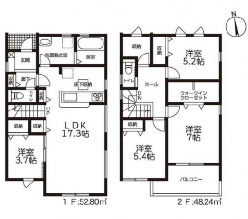 豊橋市高師本郷町、新築一戸建ての間取り画像です