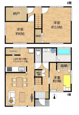 豊橋市西口町、中古一戸建ての間取り画像です