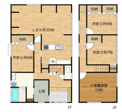 豊橋市岩屋町、中古一戸建ての間取り画像です