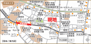 新宿区早稲田町、土地の地図画像です