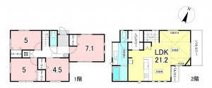 練馬区立野町、新築一戸建ての間取り画像です