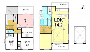 練馬区東大泉、新築一戸建ての間取り画像です