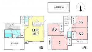 練馬区谷原、新築一戸建ての間取り画像です