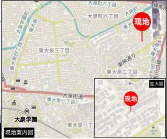練馬区東大泉、新築一戸建ての地図画像です