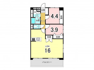 練馬区貫井、中古マンションの間取り画像です