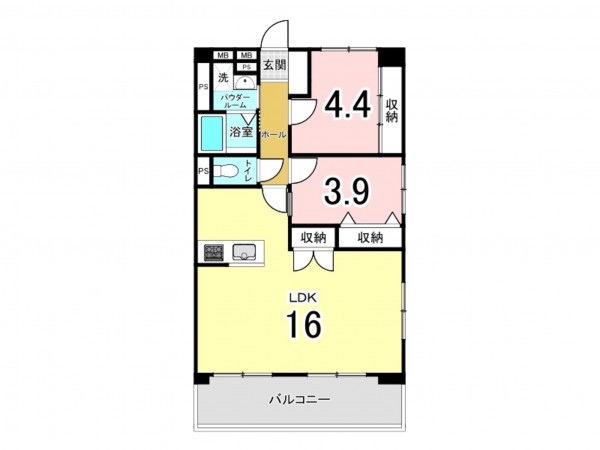 練馬区貫井、中古マンションの間取り画像です