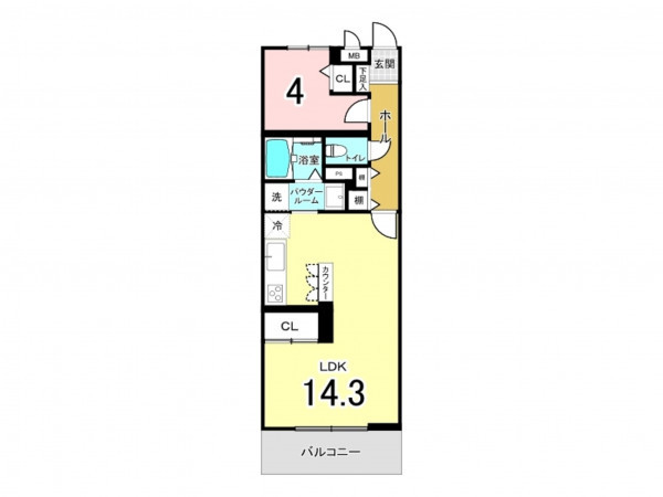 練馬区貫井、中古マンションの間取り画像です