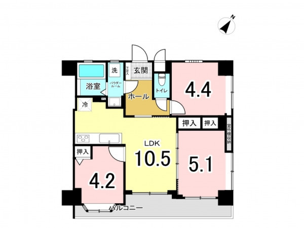 練馬区平和台、中古マンションの間取り画像です