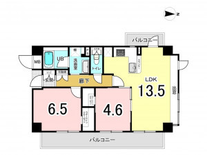練馬区豊玉中、中古マンションの間取り画像です