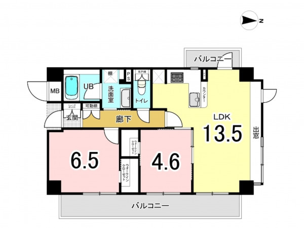 練馬区豊玉中、中古マンションの間取り画像です
