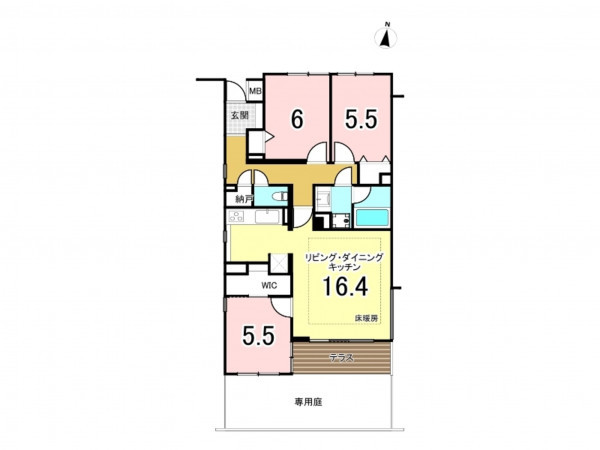 練馬区平和台、中古マンションの間取り画像です