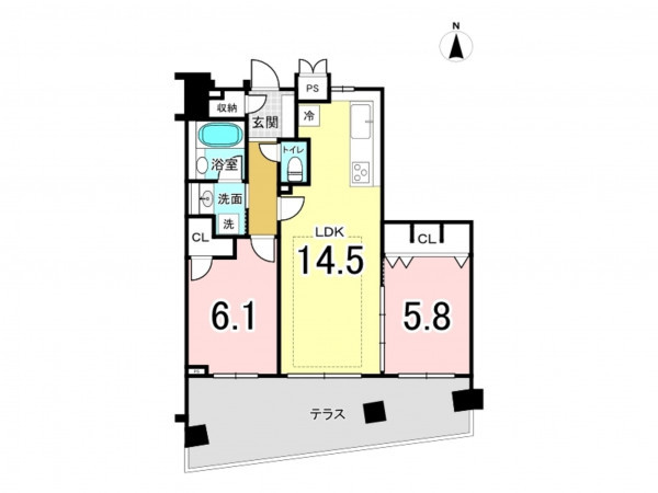 練馬区錦、中古マンションの間取り画像です