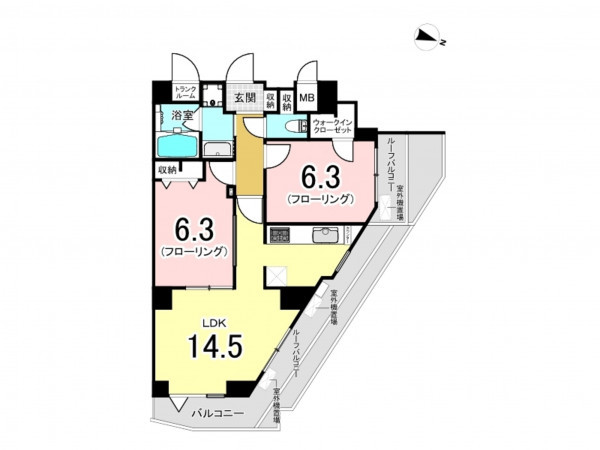 練馬区貫井、中古マンションの間取り画像です