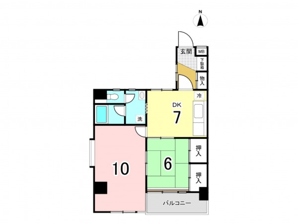 練馬区桜台、中古マンションの間取り画像です