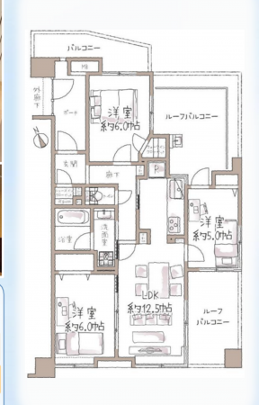 練馬区谷原、中古マンションの間取り画像です