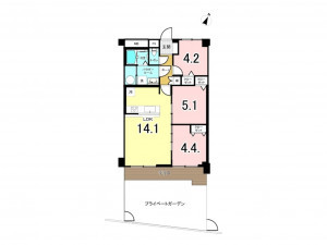 練馬区旭町、中古マンションの間取り画像です