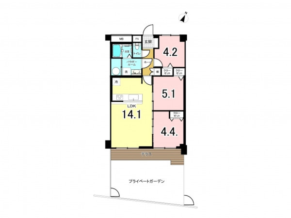 練馬区旭町、中古マンションの間取り画像です