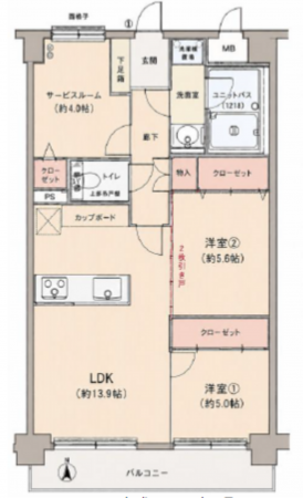 練馬区関町北、中古マンションの間取り画像です
