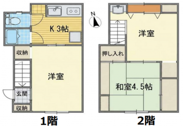練馬区旭丘、中古一戸建ての間取り画像です
