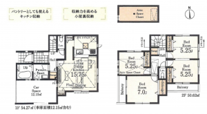 練馬区谷原、新築一戸建ての間取り画像です