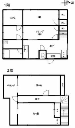 練馬区錦、中古一戸建ての間取り画像です