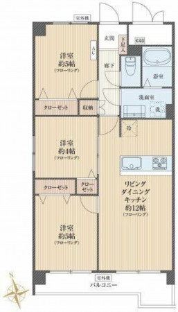 練馬区錦、中古マンションの間取り画像です