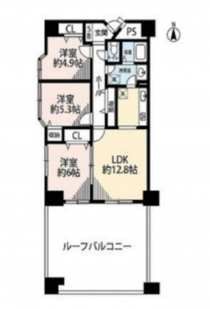 練馬区豊玉北、中古マンションの間取り画像です