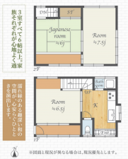練馬区中村北、中古一戸建ての間取り画像です
