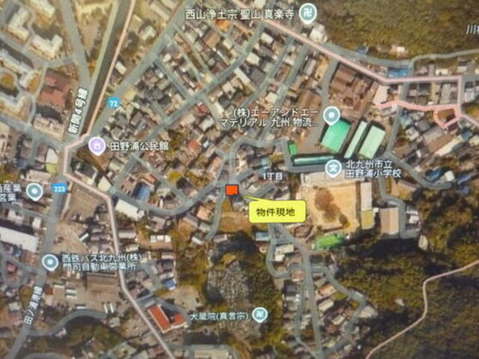 北九州市門司区田野浦、土地の地図画像です