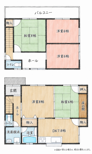 北九州市門司区奥田、中古一戸建ての間取り画像です