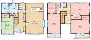 北九州市門司区丸山、中古一戸建ての間取り画像です