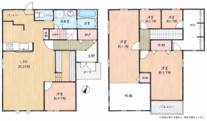 北九州市門司区吉志新町、中古一戸建ての間取り画像です