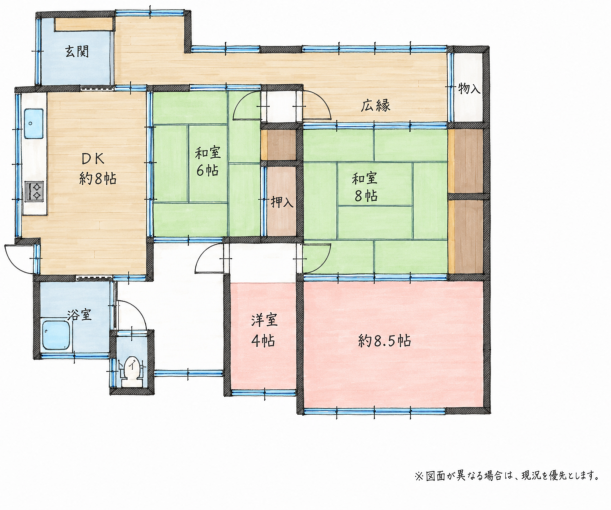 北九州市門司区大里東、中古一戸建ての間取り画像です