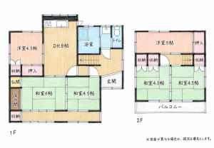 北九州市門司区上藤松、中古一戸建ての間取り画像です