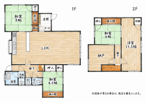 北九州市門司区青葉台、中古一戸建ての間取り画像です